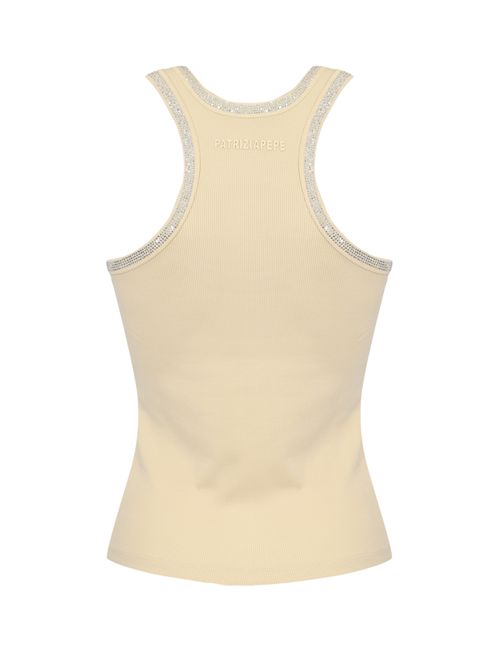 Canotta in jersey stretch con strass Fade Ivory Patrizia Pepe | 8M1787 J373W413